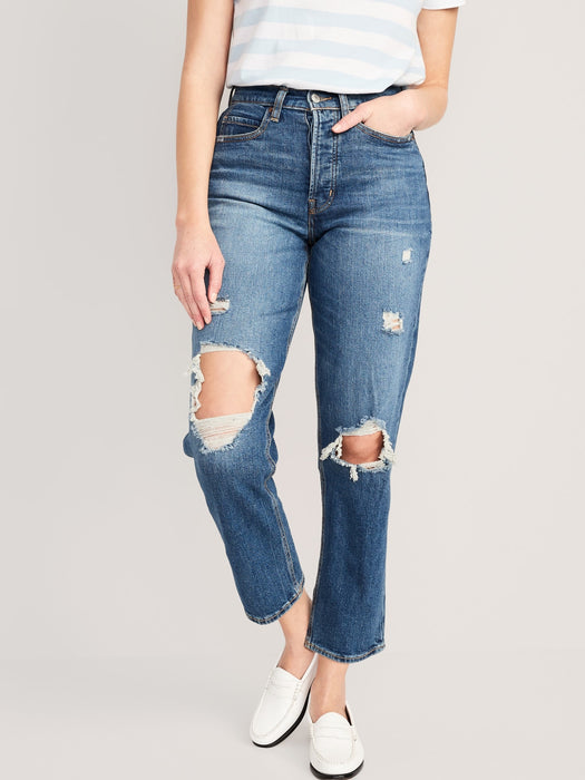 Curvy Extra High-Waisted Button-Fly Straight Jeans