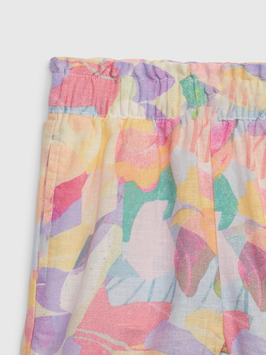 Toddler Linen-Cotton Floral Pull-On Shorts