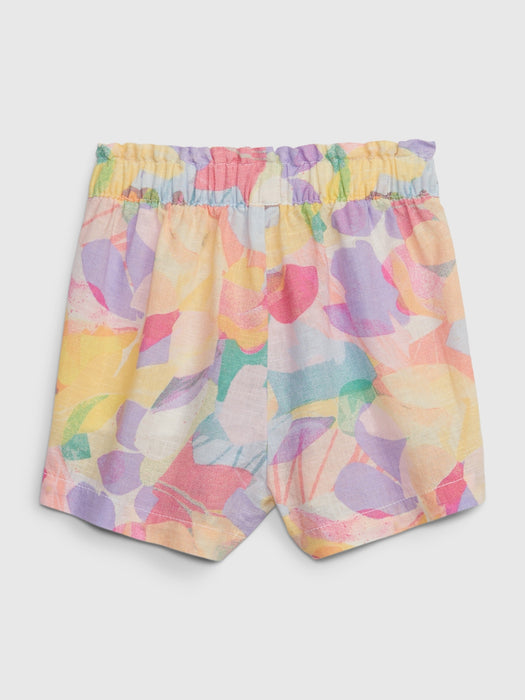 Toddler Linen-Cotton Floral Pull-On Shorts