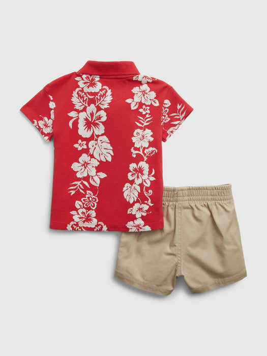 Baby Floral Polo Outfit Set