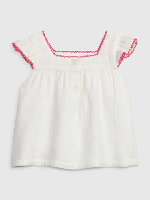Baby Crinkle Gauze Embroidered Top