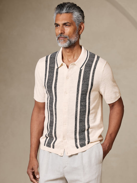 Gianni Linen-Cotton Sweater Polo