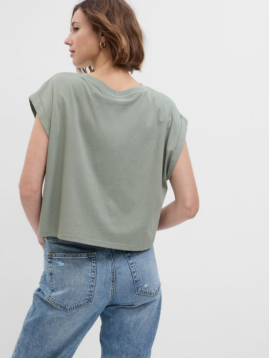 100% Organic Cotton Vintage Tie-Front Dolman T-Shirt