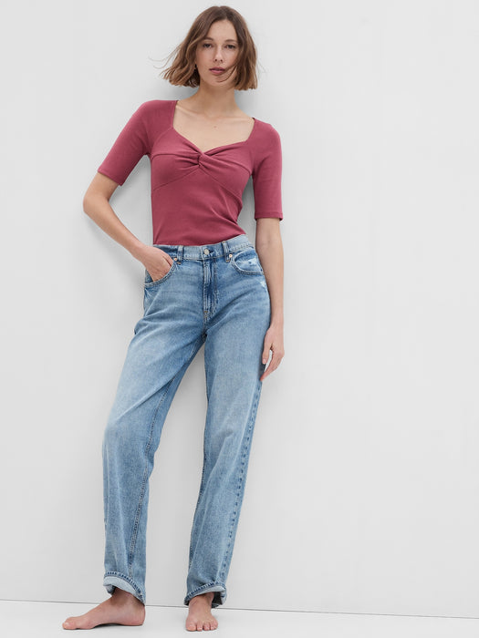 Modern Twist-Front Sweetheart T-Shirt