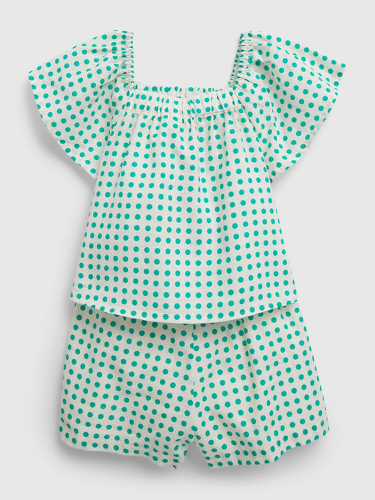 Toddler Linen-Cotton Flutter Sleeve Outfit Set