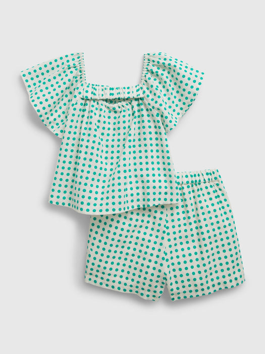Toddler Linen-Cotton Flutter Sleeve Outfit Set