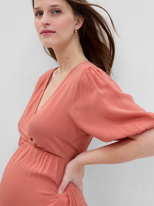 Maternity Puff Sleeve Wrap Top