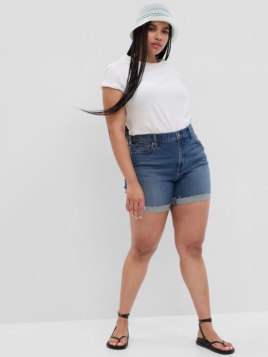 6" High Rise Cheeky Midi Denim Shorts with Washwell