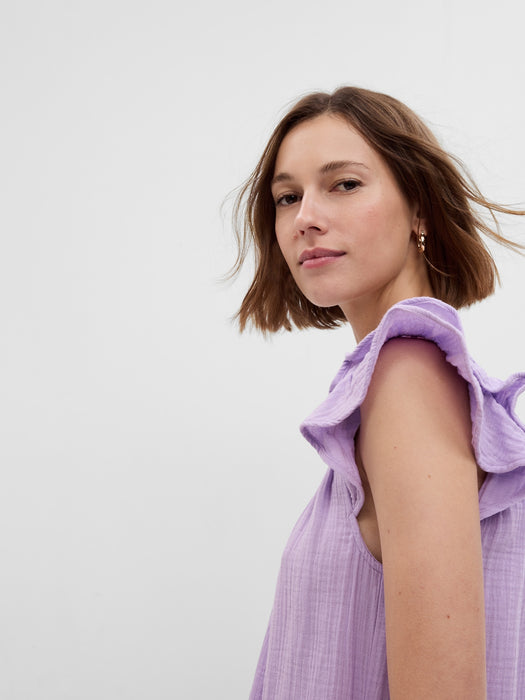 Crinkle Gauze Mini Dress