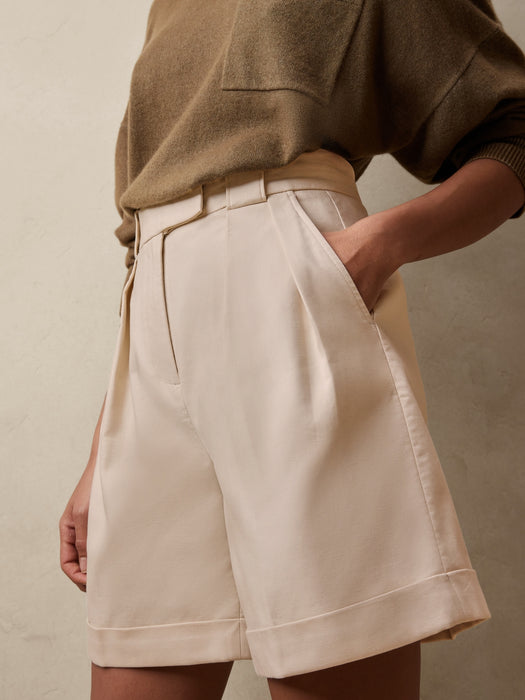 Cruise Pleated Cotton 6" Short