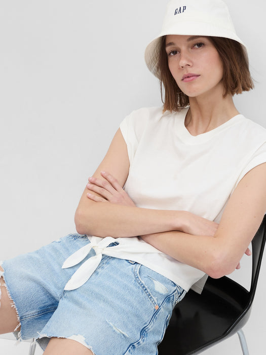 100% Organic Cotton Vintage Tie-Front Dolman T-Shirt