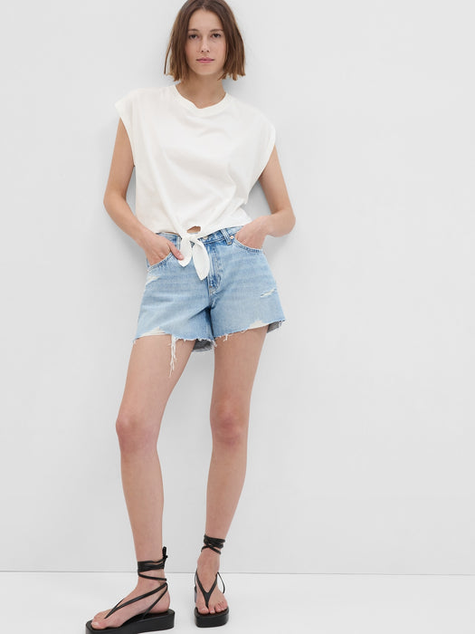 100% Organic Cotton Vintage Tie-Front Dolman T-Shirt