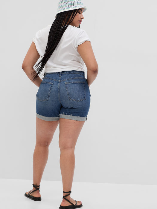6" High Rise Cheeky Midi Denim Shorts with Washwell