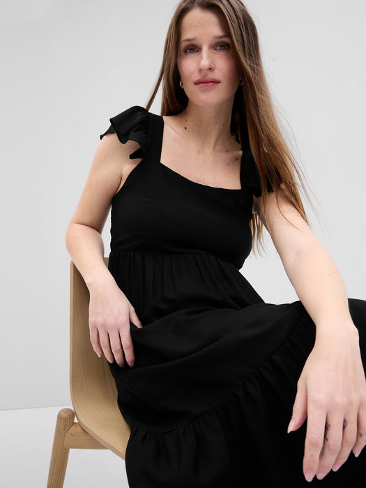 Maternity Flutter Sleeve Midi Dress