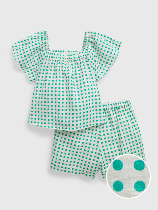 Toddler Linen-Cotton Flutter Sleeve Outfit Set