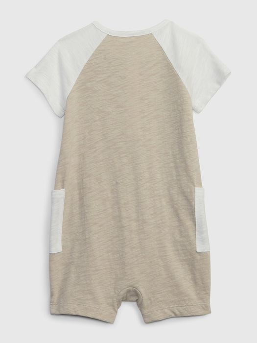 Baby 100% Organic Cotton Henley Shorty One-Piece