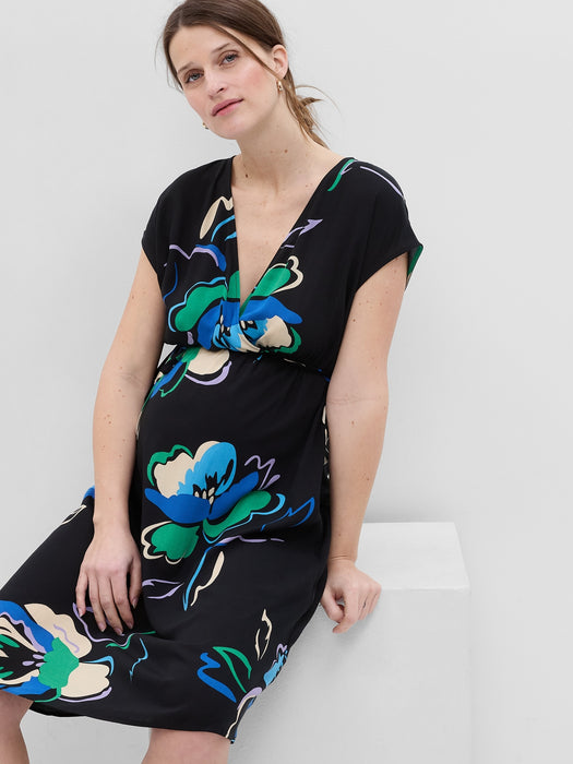 Maternity Tie-Waist Midi Dress