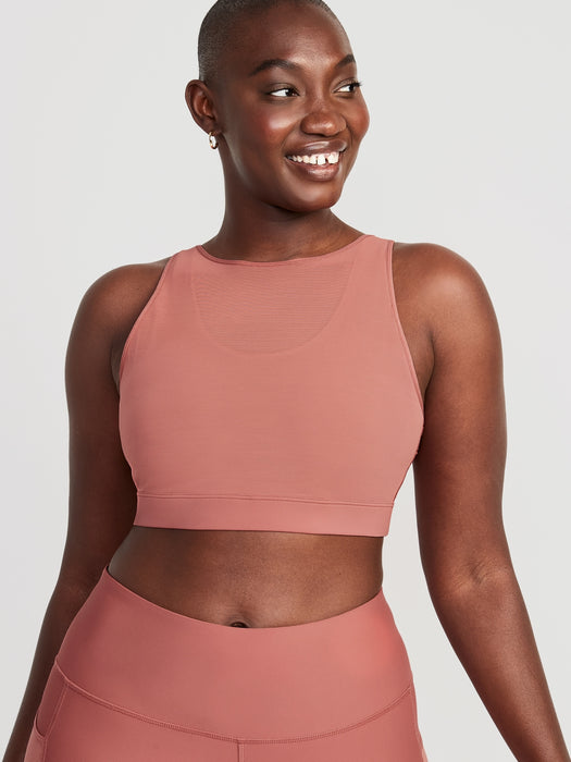 Medium Support PowerSoft Layered-Mesh Sports Bra for Women