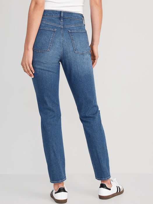 Mid-Rise Boyfriend Straight Ripped Jeans for Women