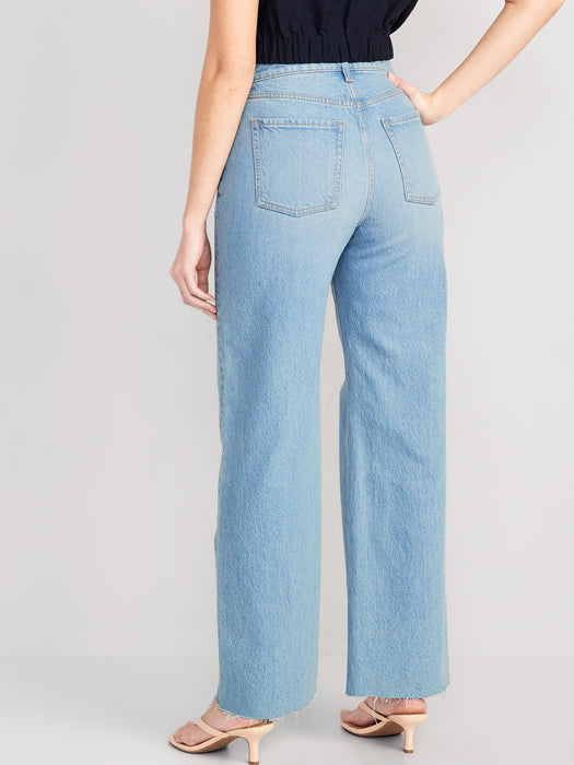 Curvy Extra High-Waisted Cut-Off Wide-Leg Jeans for Women