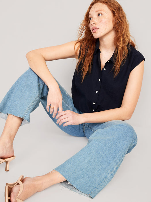 Curvy Extra High-Waisted Cut-Off Wide-Leg Jeans for Women