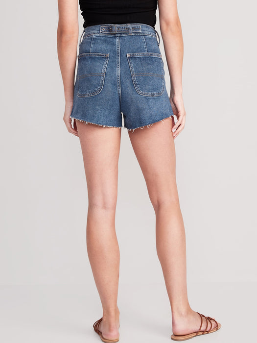 Higher High-Waisted Cut-Off Jean Shorts -- 3-inch inseam