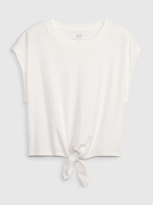 100% Organic Cotton Vintage Tie-Front Dolman T-Shirt