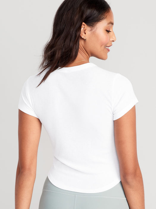 Short-Sleeve UltraLite Cropped Rib-Knit T-Shirt 2-Pack for Women