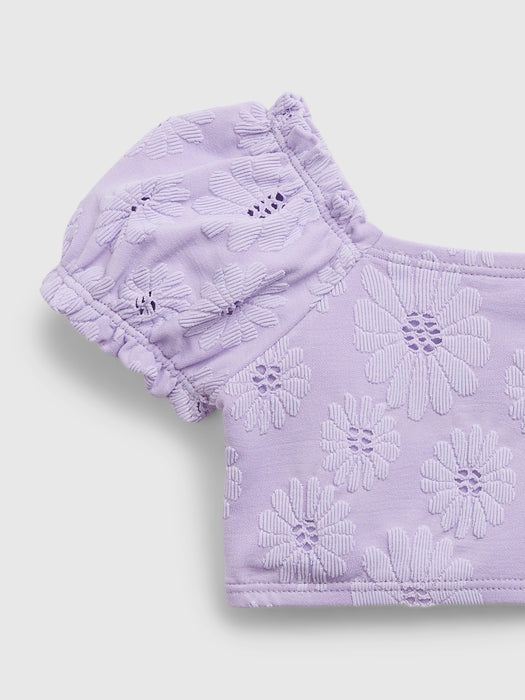 Toddler Recycled Textured Puff Sleeve Swim Two-Piece