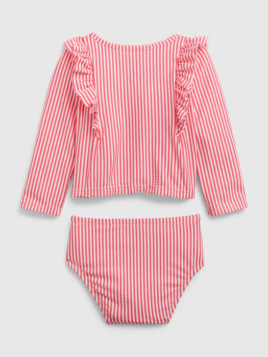 Baby Recycled Seersucker Rash Guard Swim Two-Piece