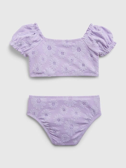 Toddler Recycled Textured Puff Sleeve Swim Two-Piece