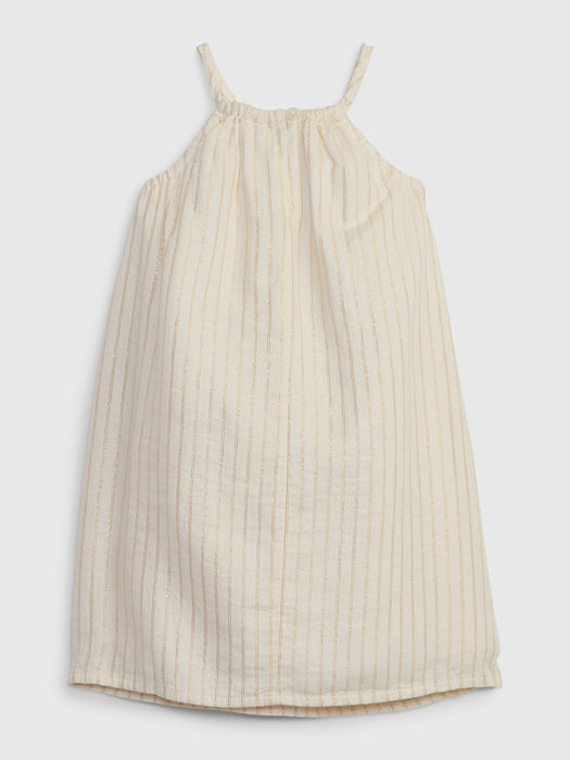 Toddler Crinkle Gauze Shiny Stripe Dress