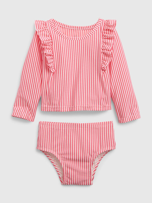 Baby Recycled Seersucker Rash Guard Swim Two-Piece