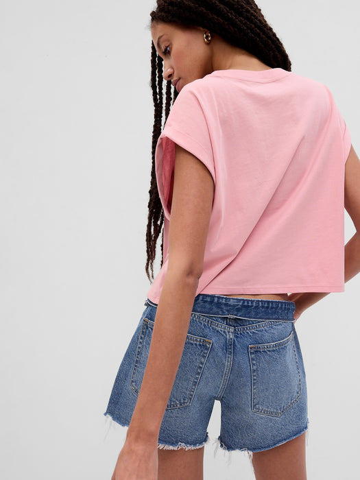 Organic Cotton Vintage Tie-Front Dolman T-Shirt