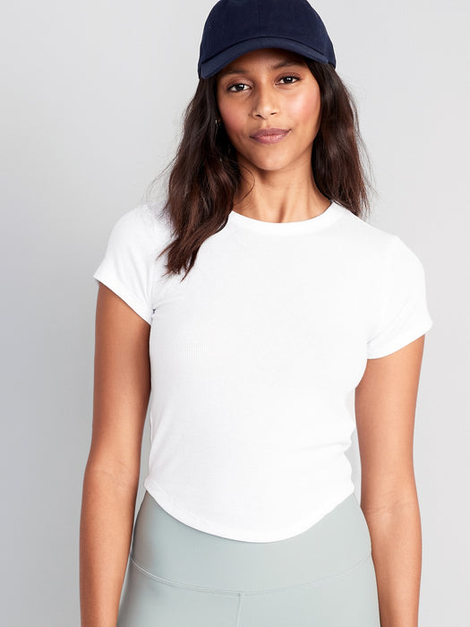 Short-Sleeve UltraLite Cropped Rib-Knit T-Shirt 2-Pack for Women