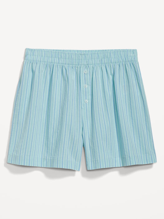 High-Waisted Printed Poplin Pajama Shorts for Women -- 3.5-inch inseam