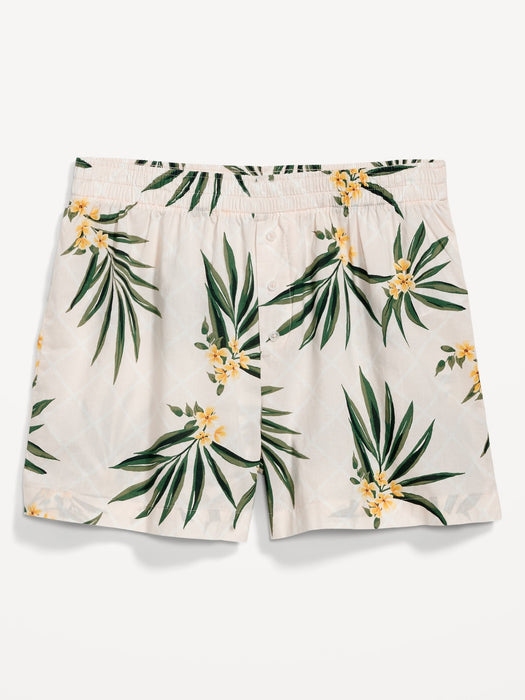 High-Waisted Printed Poplin Pajama Shorts for Women -- 3.5-inch inseam