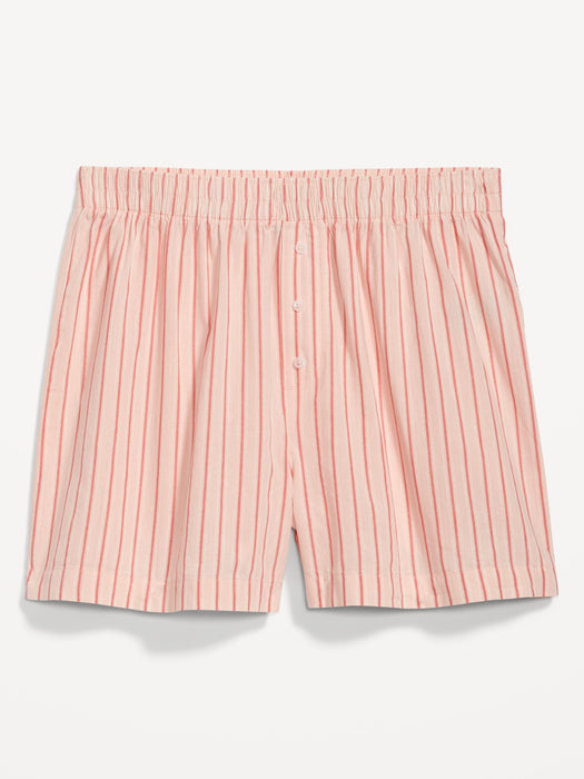 High-Waisted Printed Poplin Pajama Shorts for Women -- 3.5-inch inseam