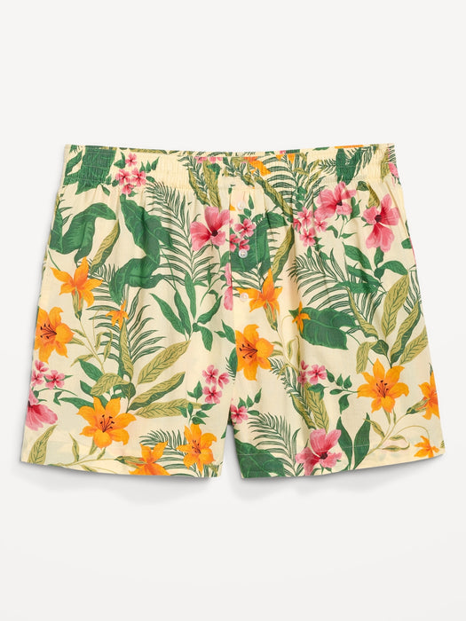 High-Waisted Printed Poplin Pajama Shorts for Women -- 3.5-inch inseam