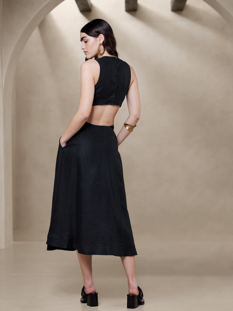 lina linen cutout midi dress Lina Linen Cutout Midi Dress — GAP (International)