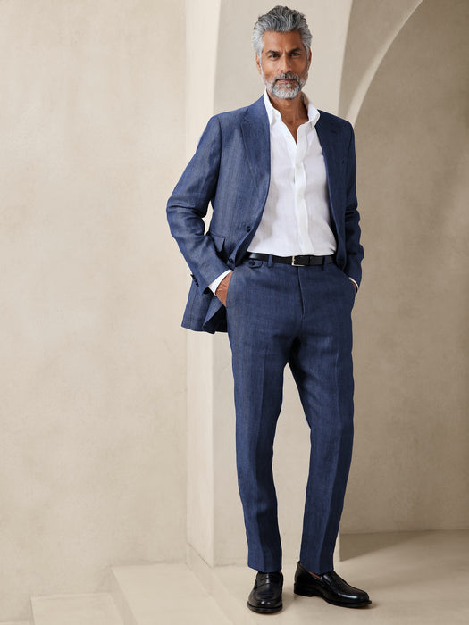 Hugh Herringbone Linen Suit Pant