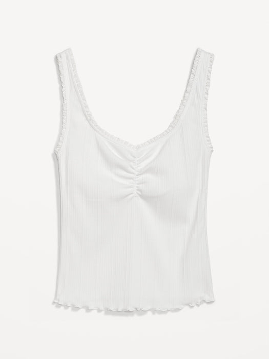 Rib-Knit Lettuce-Edge Cami Top for Women