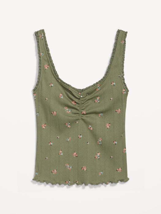 Rib-Knit Lettuce-Edge Cami Top for Women