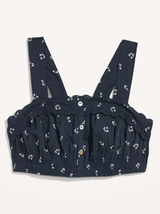 Sleeveless Button-Front Bralette Pajama Top for Women