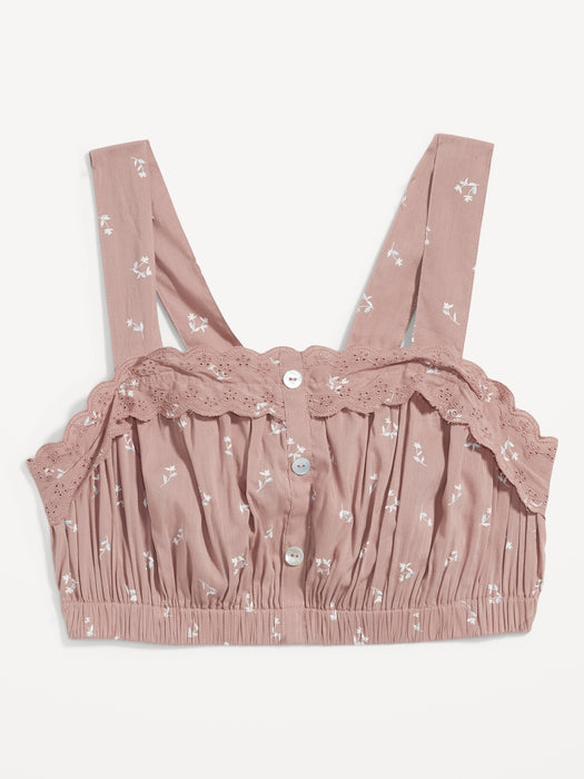 Sleeveless Button-Front Bralette Pajama Top for Women