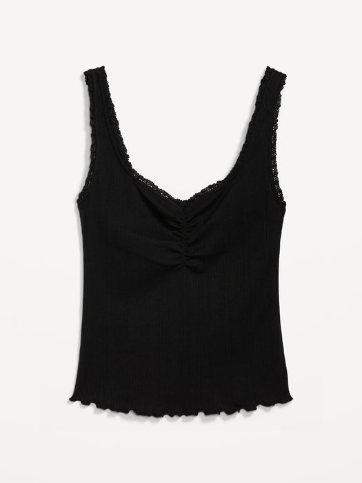 Rib-Knit Lettuce-Edge Cami Top for Women