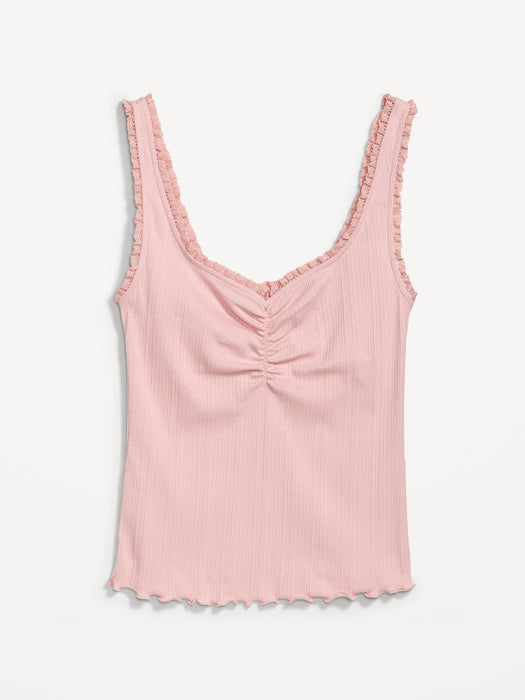 Rib-Knit Lettuce-Edge Cami Top for Women