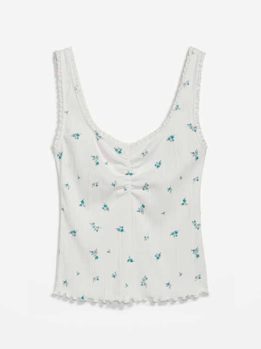 Rib-Knit Lettuce-Edge Cami Top for Women