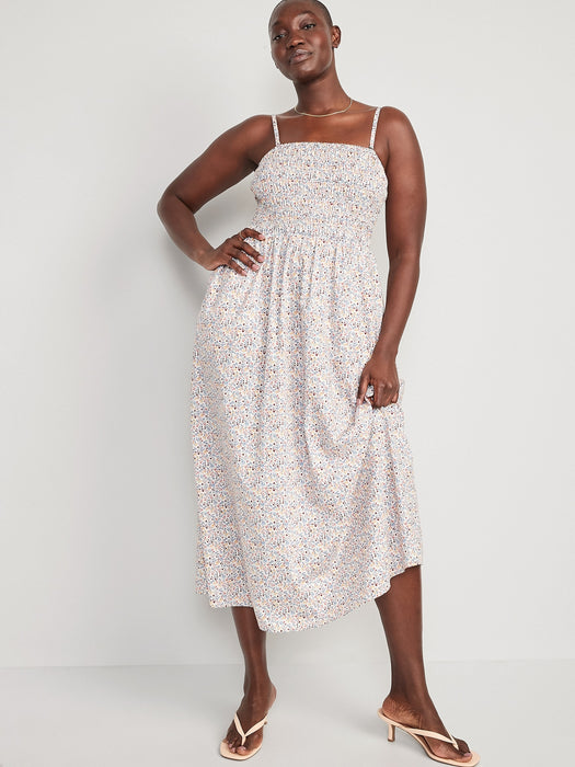 Fit & Flare Floral Smocked Maxi Cami Dress for Women