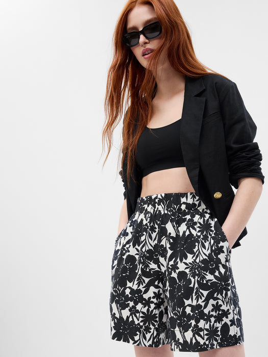 Linen-Blend Pull-On Shorts